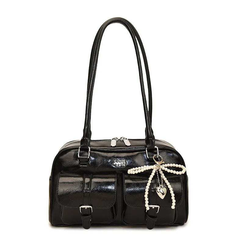 2026 New Commuter Small Women's Handbag Boston Large Capaci Bowling Bag Soft Square PU Leather Faionable oulder Crossbody Bag