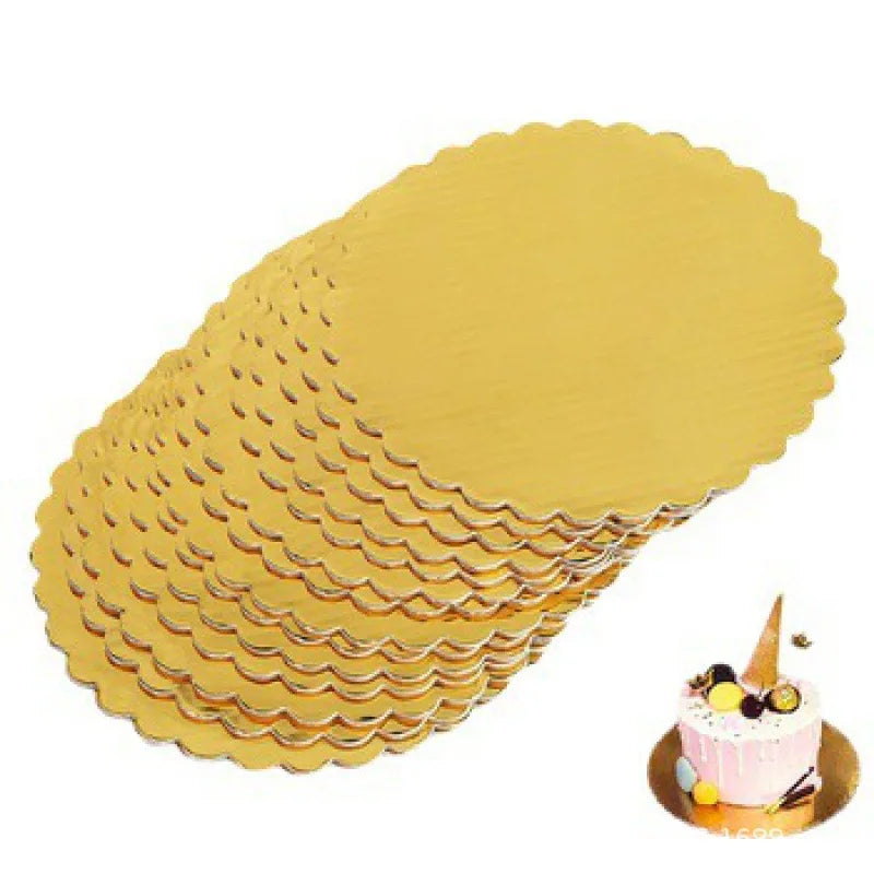 10pcs Golden Cake Boards, Round Cake Boards - 6, 8, 10, 12 Inch Cake Base Cardboard Set for Baking