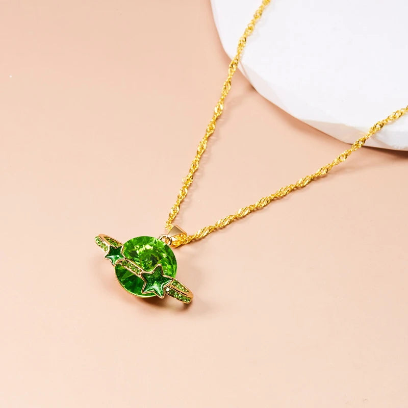 Luxury Fashion Crystal Planet Star Necklace for Women Elegant Exquisite Shiny Zircon Choker Clavicle Chain Party Jewelry Gift