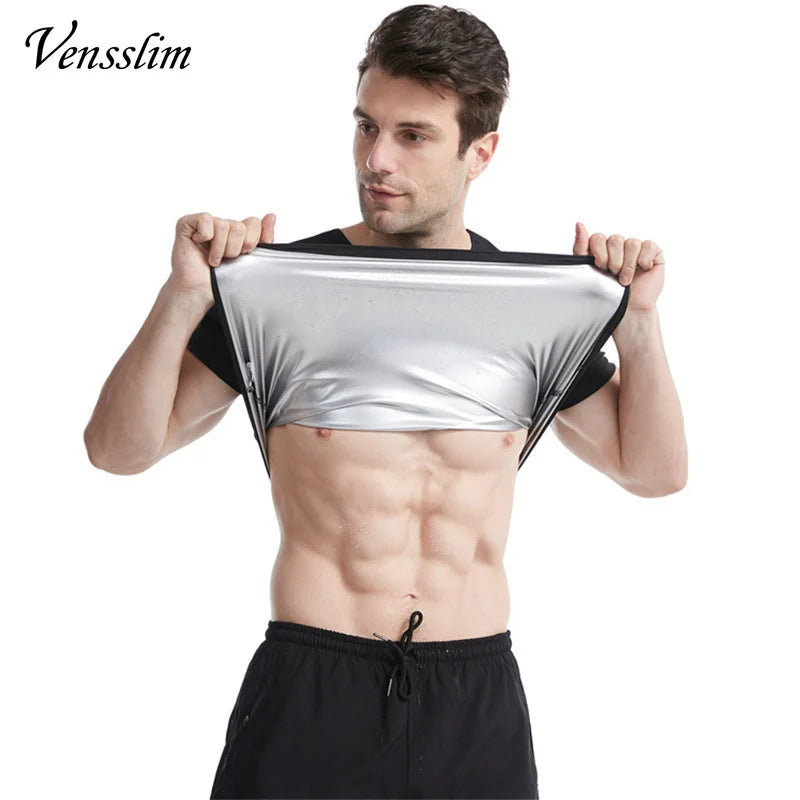 Gray Men’s Sauna Suit Heat Trapping Vest Slimming Body Shaper Waist Trainer Top