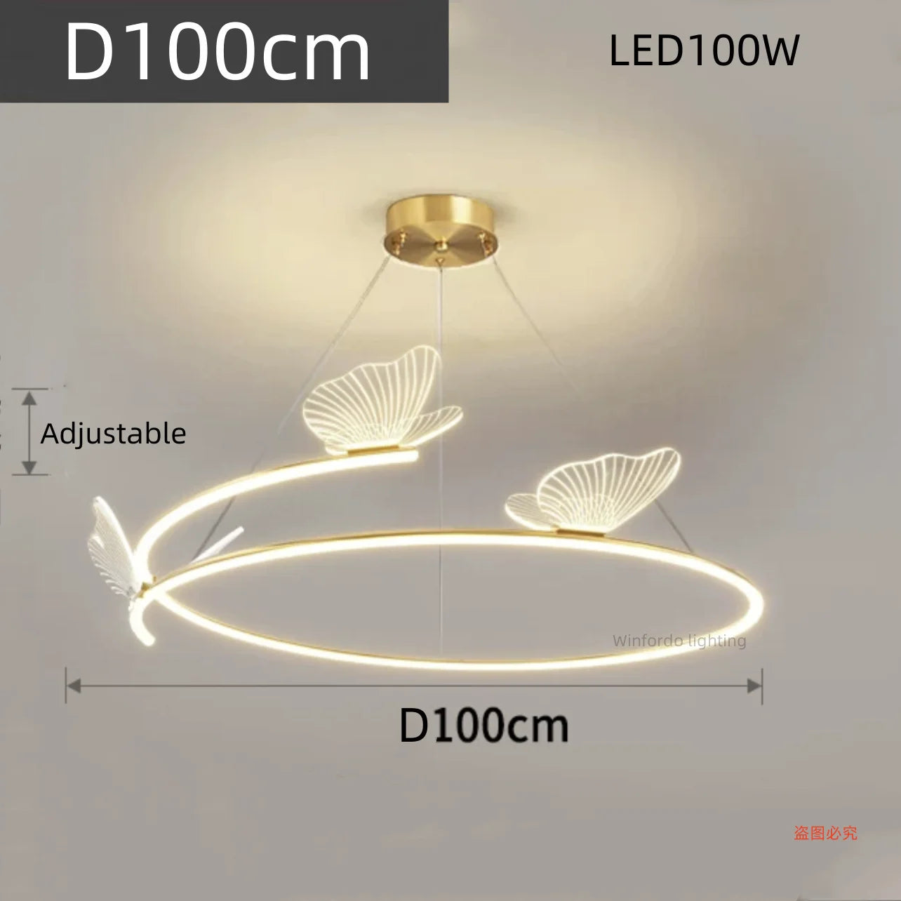Fashion Simple Modern Living Room Chandelier Butterfly Decor LED Round Lights