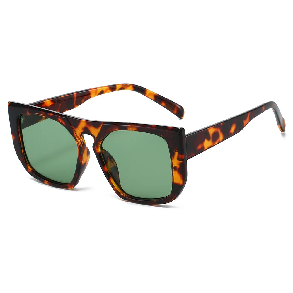 JNPCXI New Fashion Square Sunglasses Women Retro Leopard Green Shades Men Trending Sun Glasses UV400