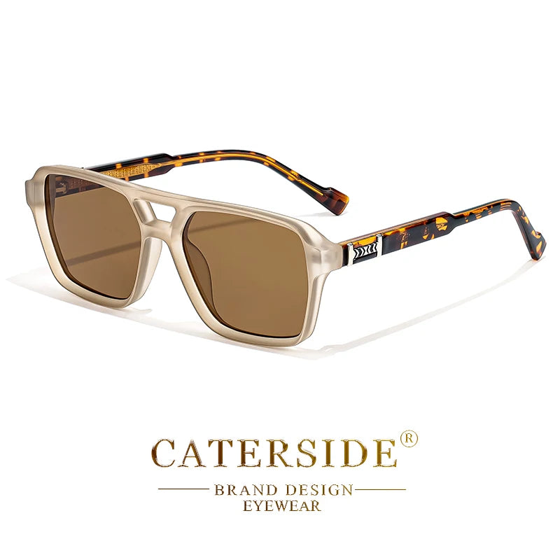 CATERSIDE Retro Punk Sunglasses Men Square Frame Flat Top Double Bridge High Quality Sun Glasses for Women Party Festival Gifts