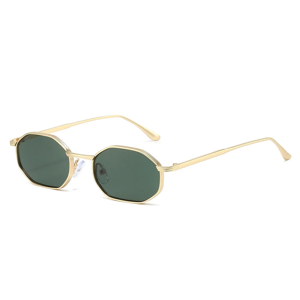 JNPCXI New Fashion Polygon Metal Square Sunglasses Women Retro Blue Green Gradient Shades UV400 Men Sun Glasses