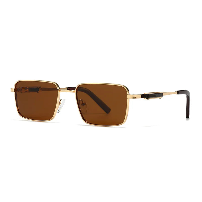 JNPCXI Polarized Rectangle Punk Sunglasses Men Luxury Brand Retro Sun Glasses for Male Steampunk Driving Eyewear UV400