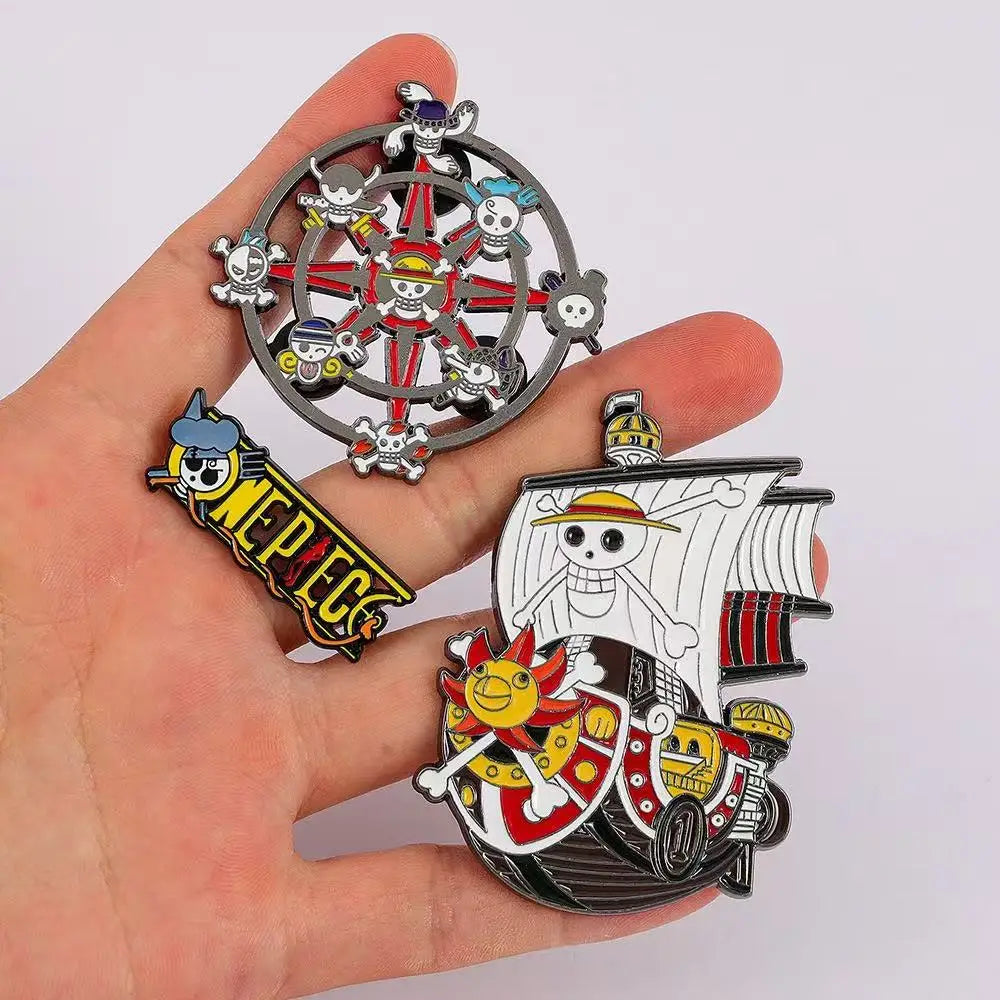 6 PCS Cartoon  Ship Brooch Anime Metal Enamel Pins Clothing Bag Lapel Badge Jewelry Gift for Fans Friends Accessories