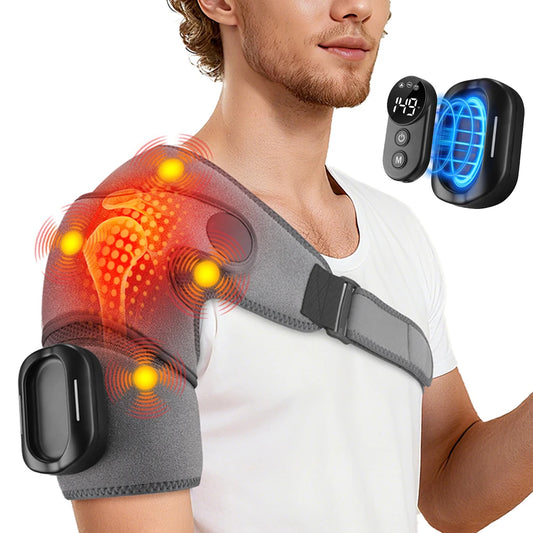 Thermal Heated Shoulder Arm Wrap Pad With Remote Control Vibration Massage Fits Both Shoulder Steamer Brace Belt Muscle Relaxer