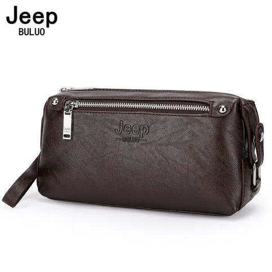 JEEP BULUO Brand Handbag Leather Clutch Purse Large Capacity Business Wallet