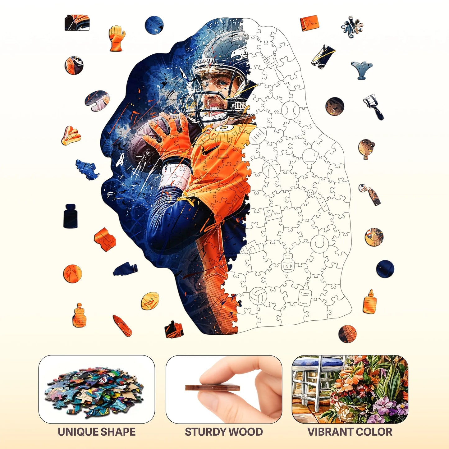 Baseball Genius Wooden Jigsaw Puzzle Wood Home Decor Painting Christmas and Halloween Gift Toy for Teen and Kid