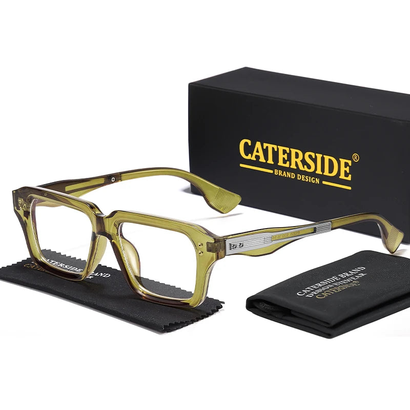 CATERSIDE Fashion Men's Optical Eyeglass Frame Brand Unique Temple Design Luxurious Women's Anti Blue Light Reading Glasses