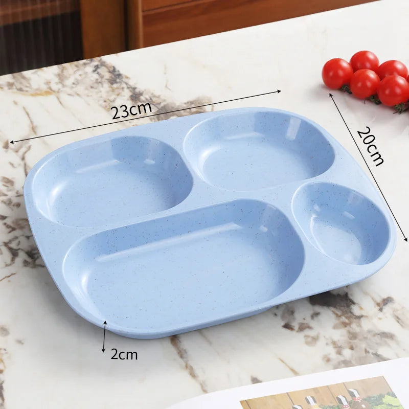1pc 4 Grids Plastic Individual Plate,Reusable Healthy Diet And Weight Loss Divider Plate Ideal,for Home Camping Dorms Cafeterias