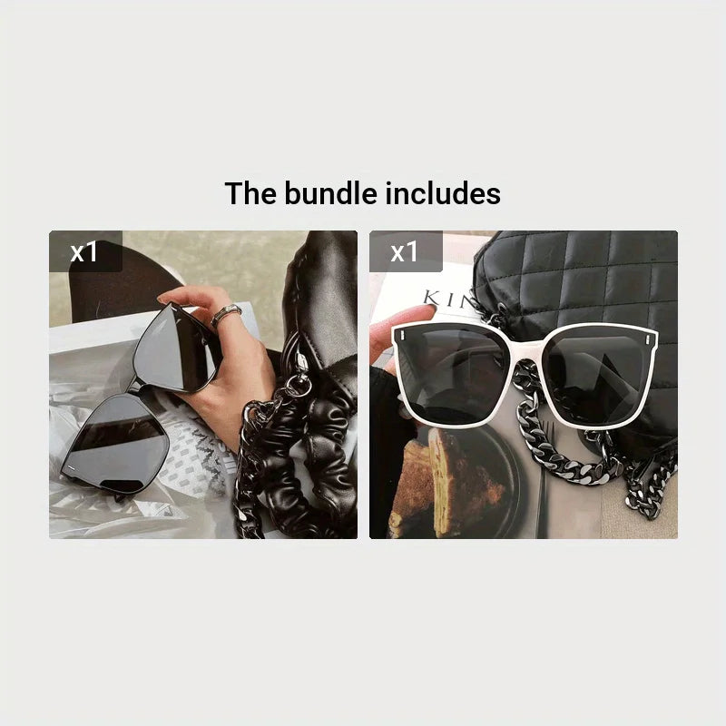 Stylish Black Rectangular Design Frame Fashion Sunlasses for Women  Men