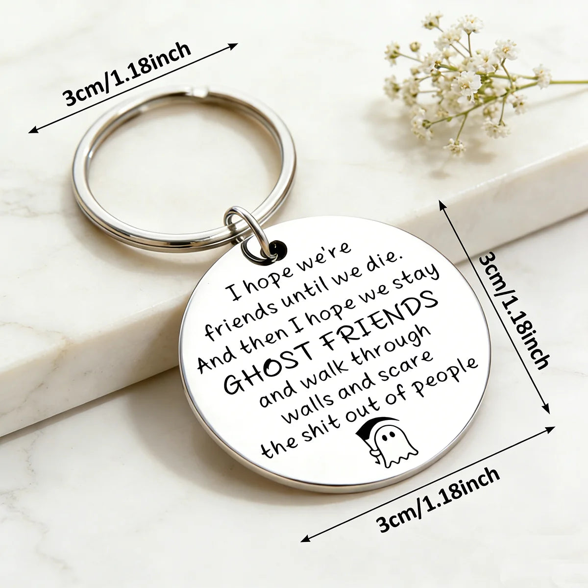 Ghost Friends Keychain - "I Hope We're Friends Until We Die" - BFF Birthday & Holiday Gift