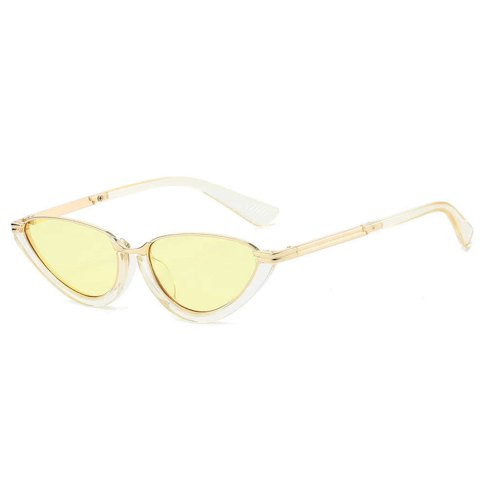JNPCXI Retro Small Cat Eye Women Sunglasses Fashion Clear Ocean Lens Shades UV400 Men Trending Punk Gradient Sun Glasses
