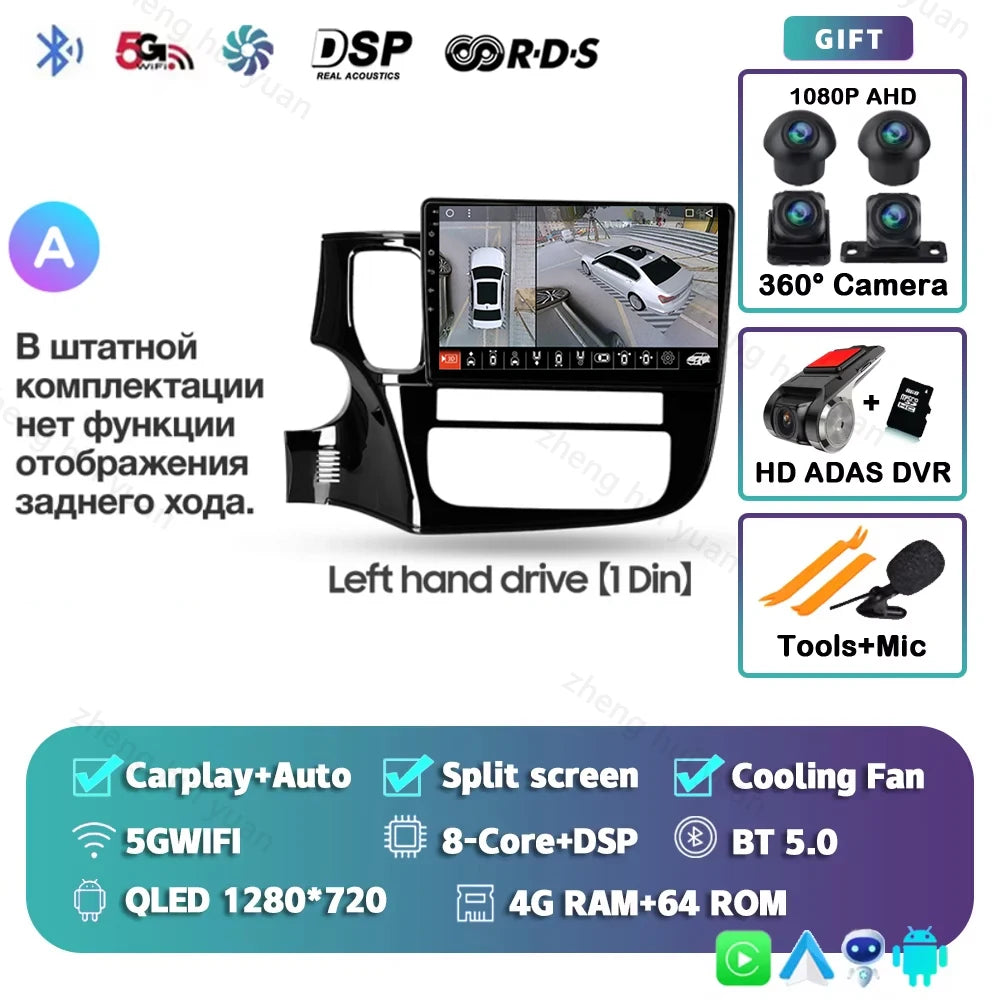 CarPlay Auto For Mitsubishi Outlander 3 GF0W GG0W 2012 - 2018 Left hand drive Car Radio Multimedia Video Player Navigation stere