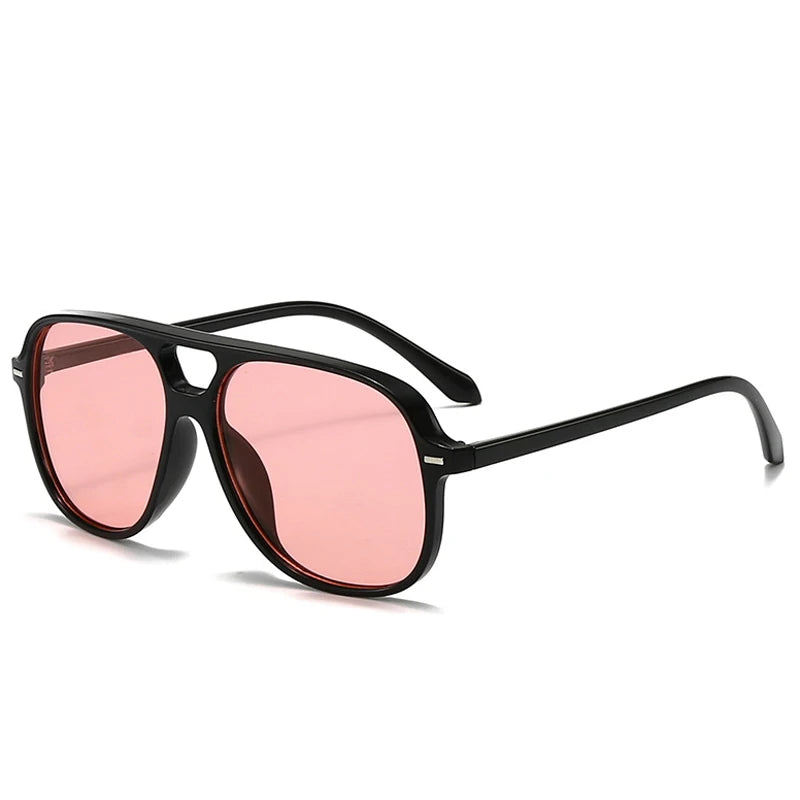 JNPCXI New Vintage Double Bridges Men Square Sunglasses Fashion Green Ocean Lens Eyewear Women Trending Rivets Sun Glasses UV400