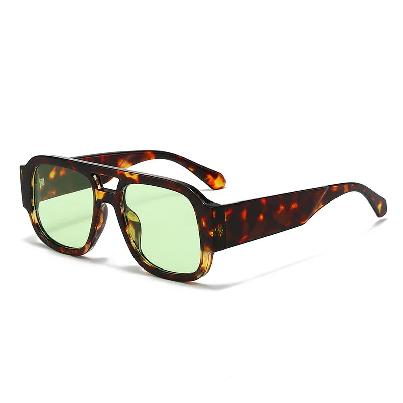 JNPCXI Fashion Women Double Bridges Square Sunglasses Candy Color Retro Wide Legs Men Sun Glasses Shades UV400