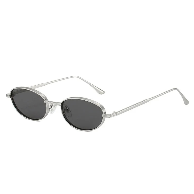 JNPCXI New Vintage Oval Metal Women Sunglasses Shades UV400 Fashion Gradient Blue Shades UV400 Men Punk Sun Glasses