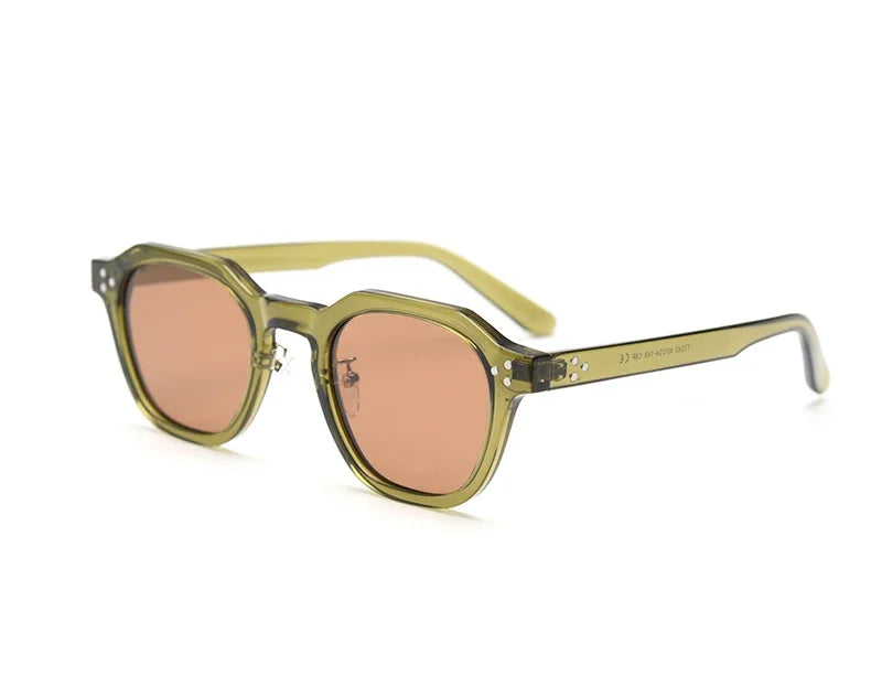 JNPCXI Retro Sun Glasses for Women TR90 Frame Polygon Polarized Sunglasses Uv400 Male Green Brown Lens