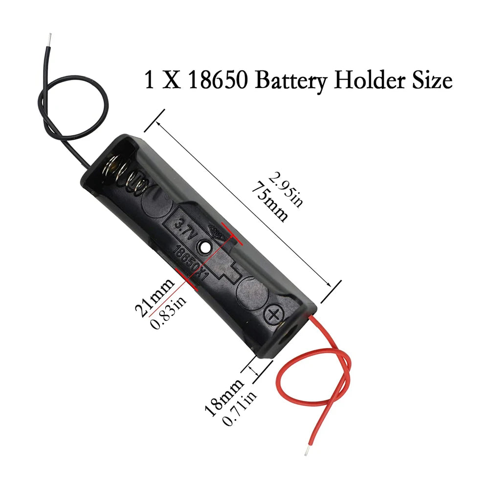 18650 Battery Case Holder with Wire Bundle,10/30PCS DIY Battery Storage Boxes, 18650 1 Bay Cell Battery Holder, 1 Slots 10pcs