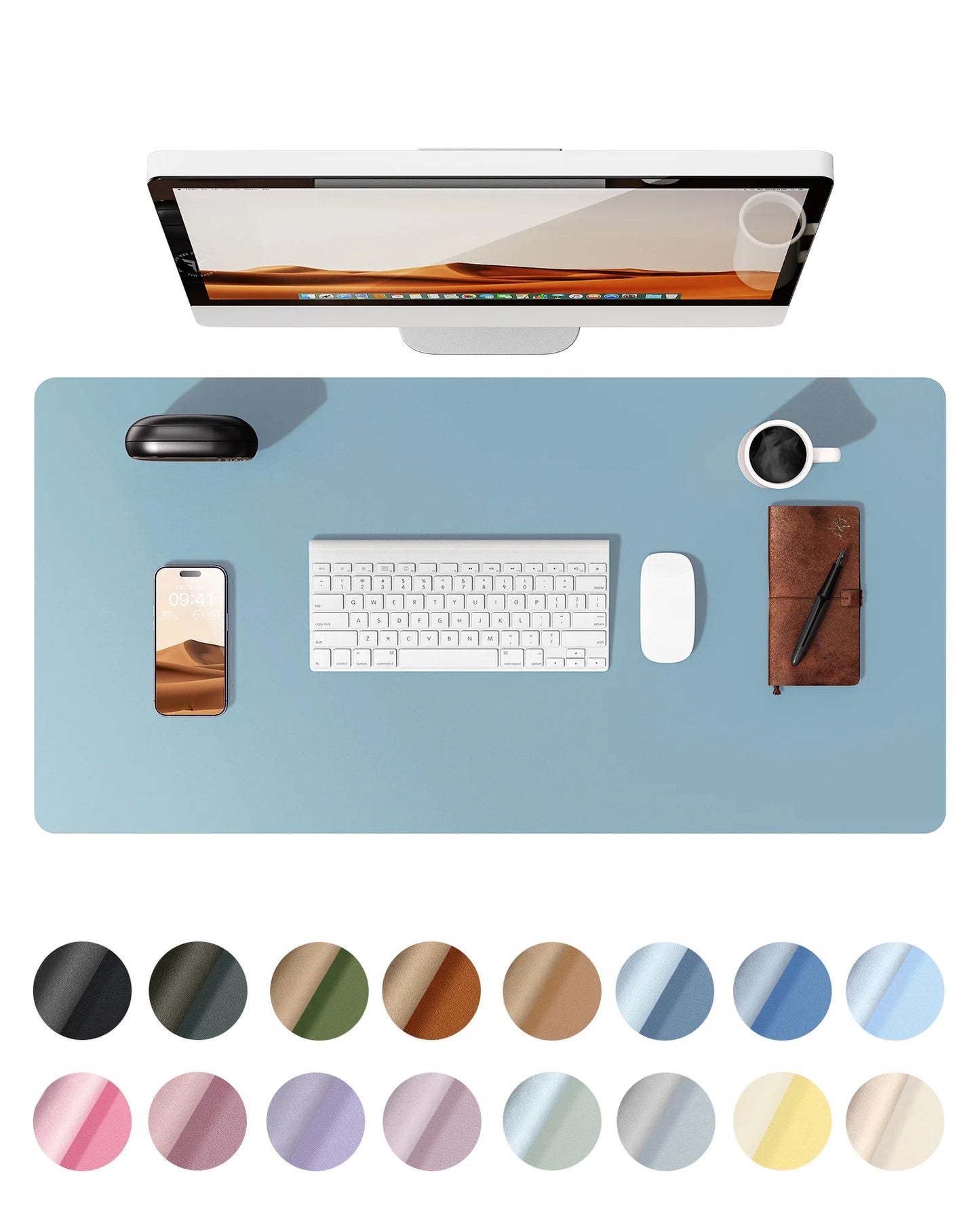 Large Size Leather Desk Pad Protector, Office Desk Mat, Large Mouse Pad, Non-Slip PU Leather Desk Blotter, Laptop Desk Pad