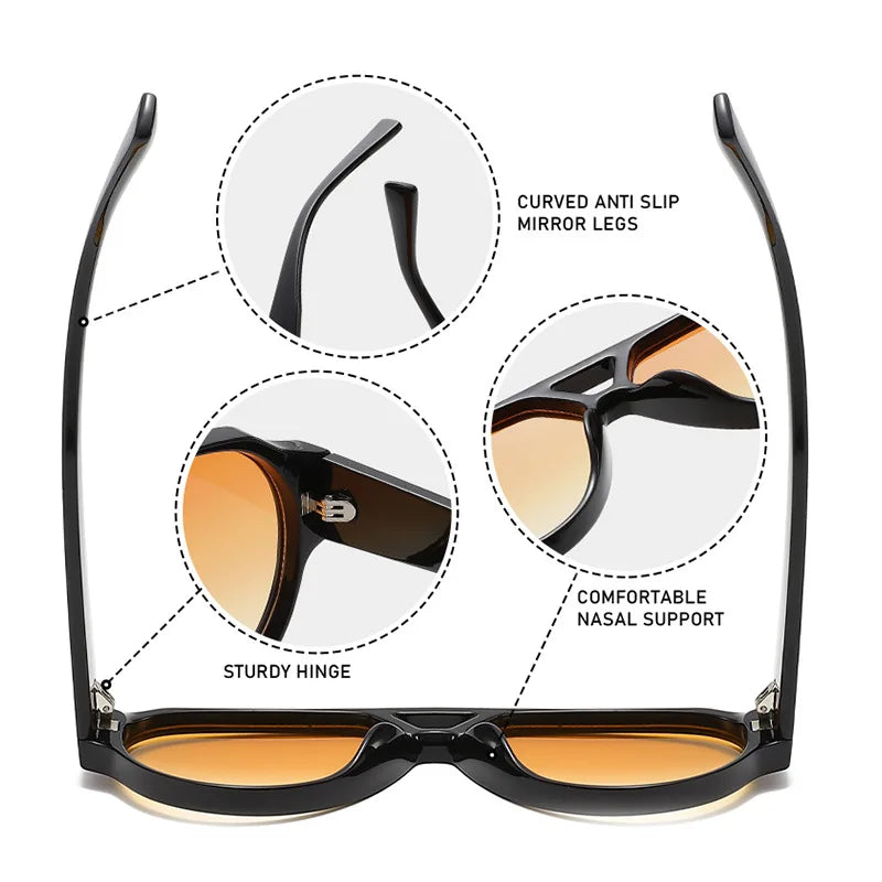 JNPCXI New Fashion Oversized Pilot Double Bridges Women Sunglasses Retro Rivets Men Red Green Shades UV400 Sun Glasses
