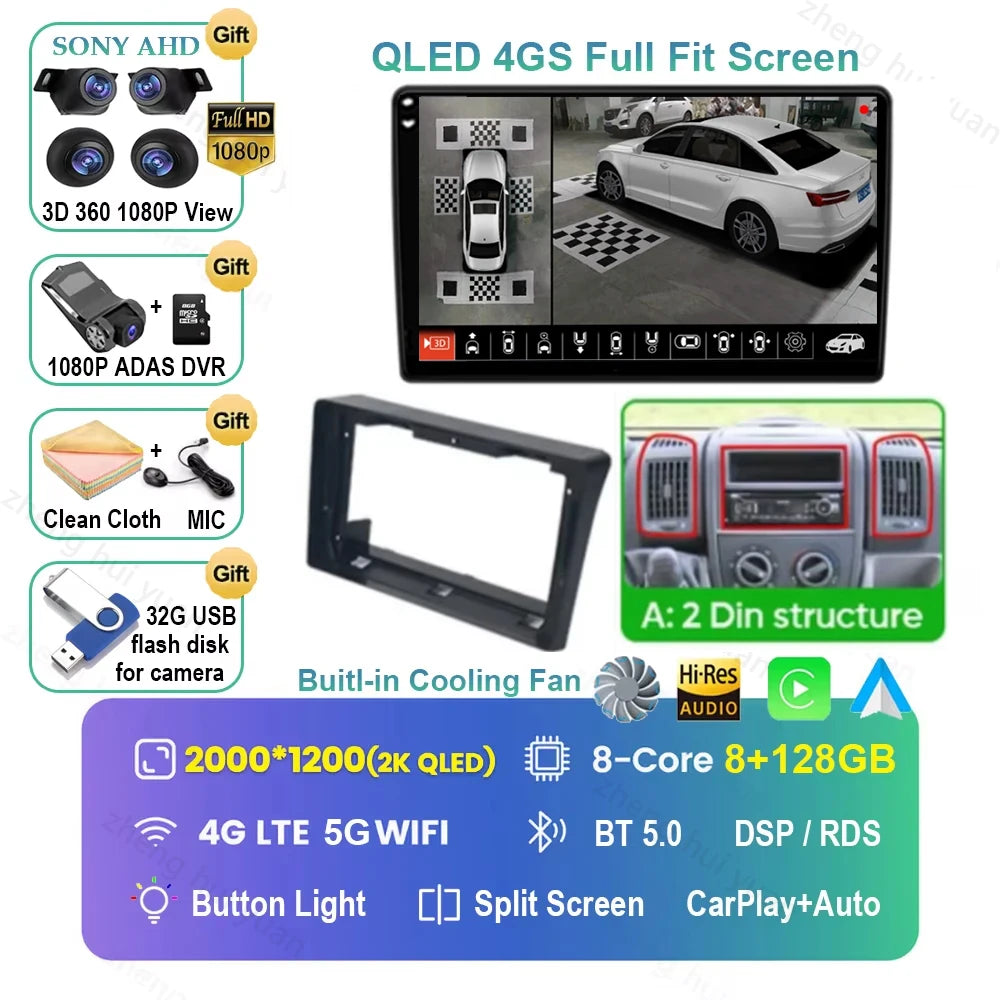 Android 16 Car Radio For Fiat Ducato 2005 2006 - 2023 Citroen Jumper Peugeot Boxer 2011-2015 Auto Carplay 2 din Autoradio 4G RDS