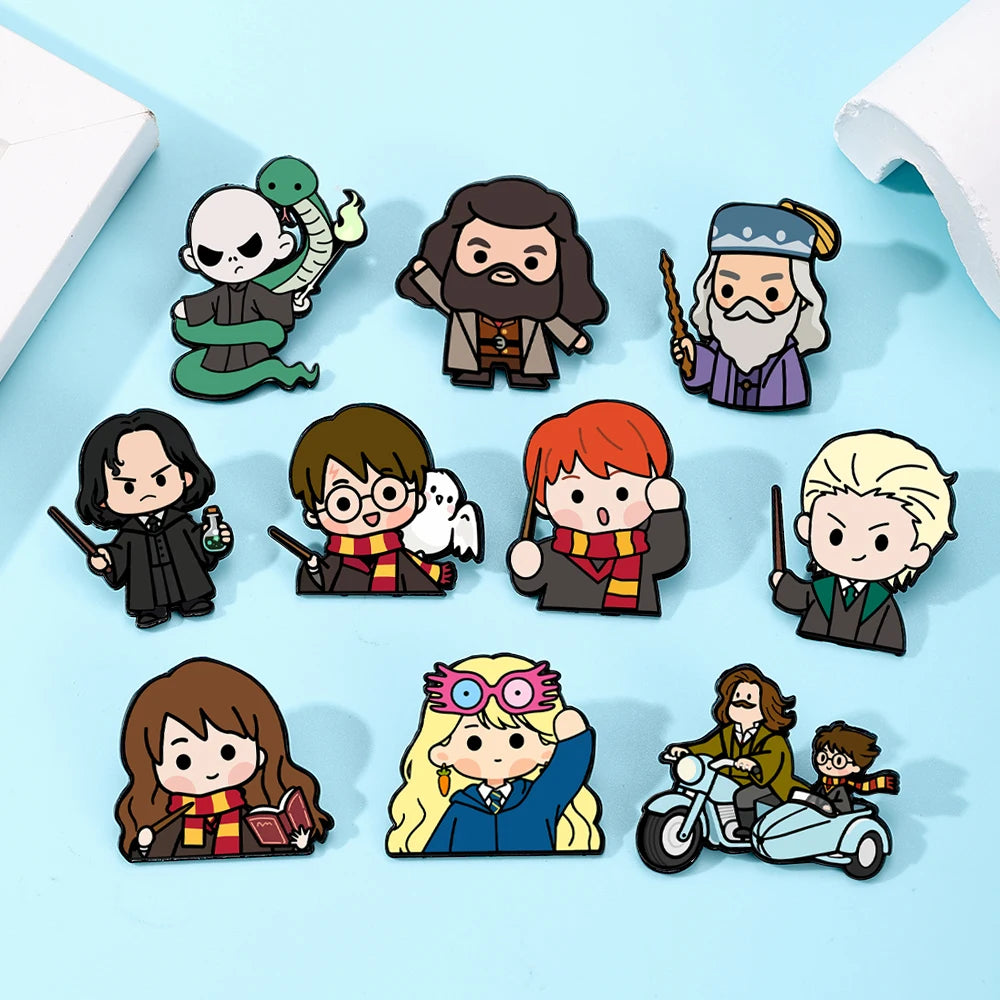 10pcs Cartoon Character Enamel Pins Cute Collectible Lapel Badges Children's Gift Jewelry for Backpacks