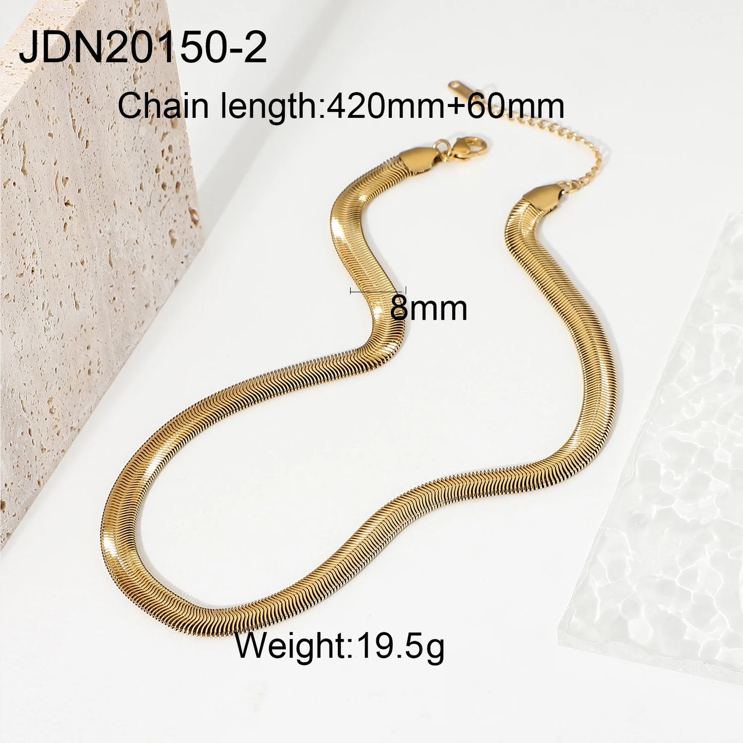 Uworld Simple Classic Rhinestone Geometric Pendant Necklace 18K Gold Color Plated Stainless Steel Serpentine Chain Stackable Nec