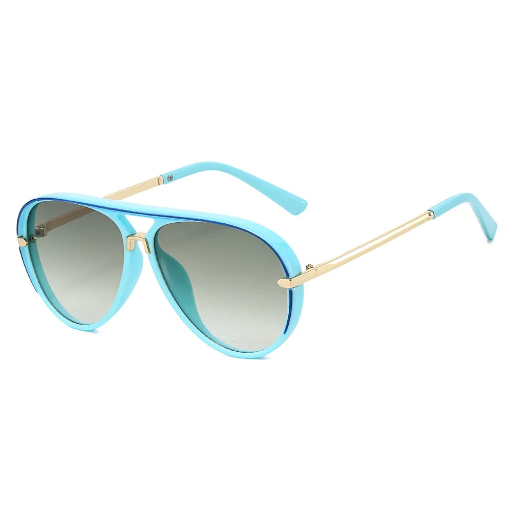 JNPCXI New Fashion Double Bridges Pilot Women Oversized Sunglasses Retro Candy Color Gradient UV400 Men Punk Sun Glasses