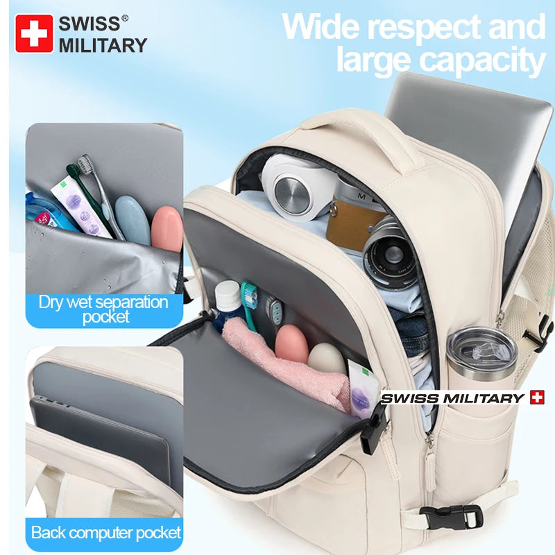 SWISS Backpack Multifunction Travel Backpack Shoe Storage Multilayer Luggage Bag