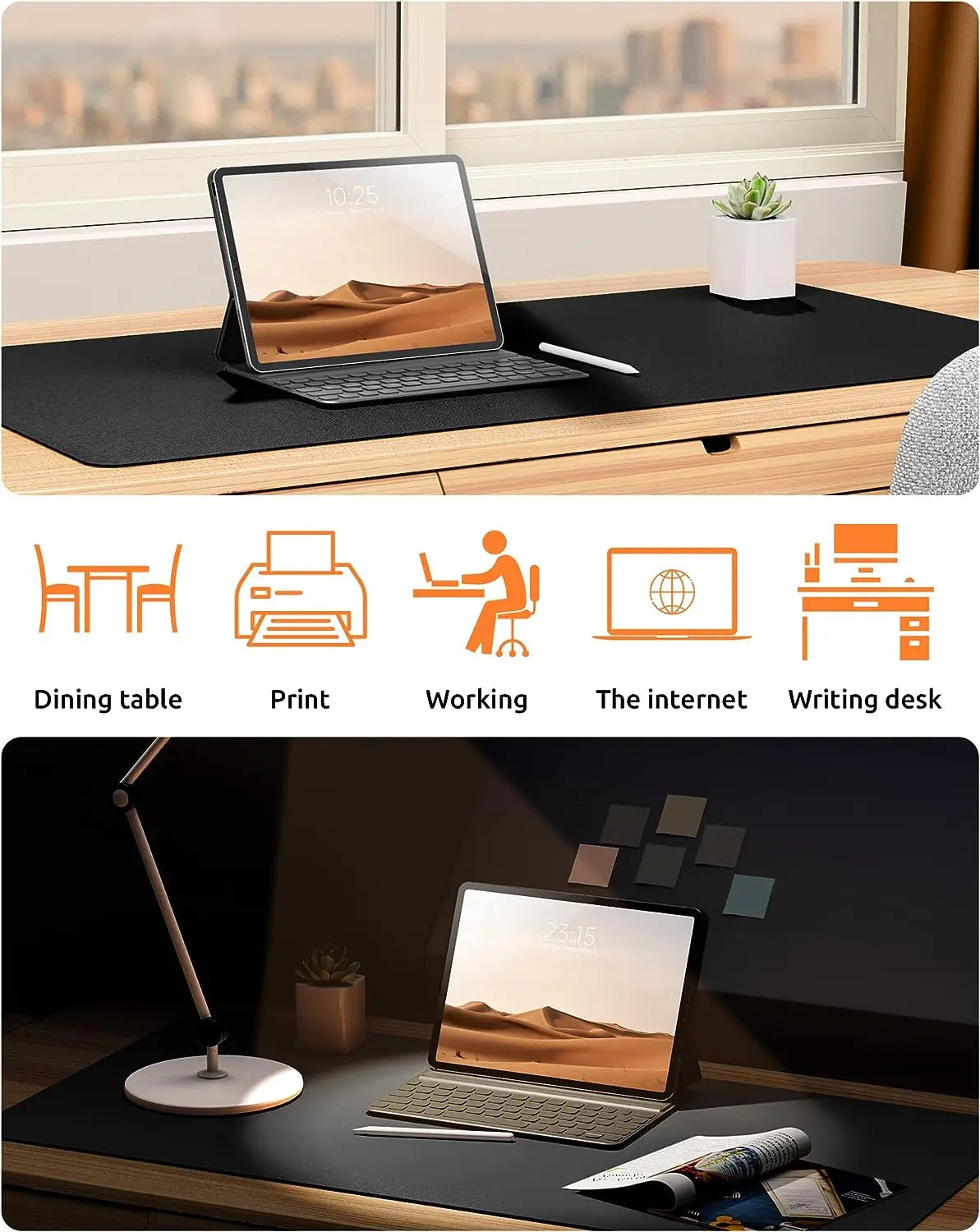 Large Size Leather Desk Pad Protector, Office Desk Mat, Large Mouse Pad, Non-Slip PU Leather Desk Blotter, Laptop Desk Pad