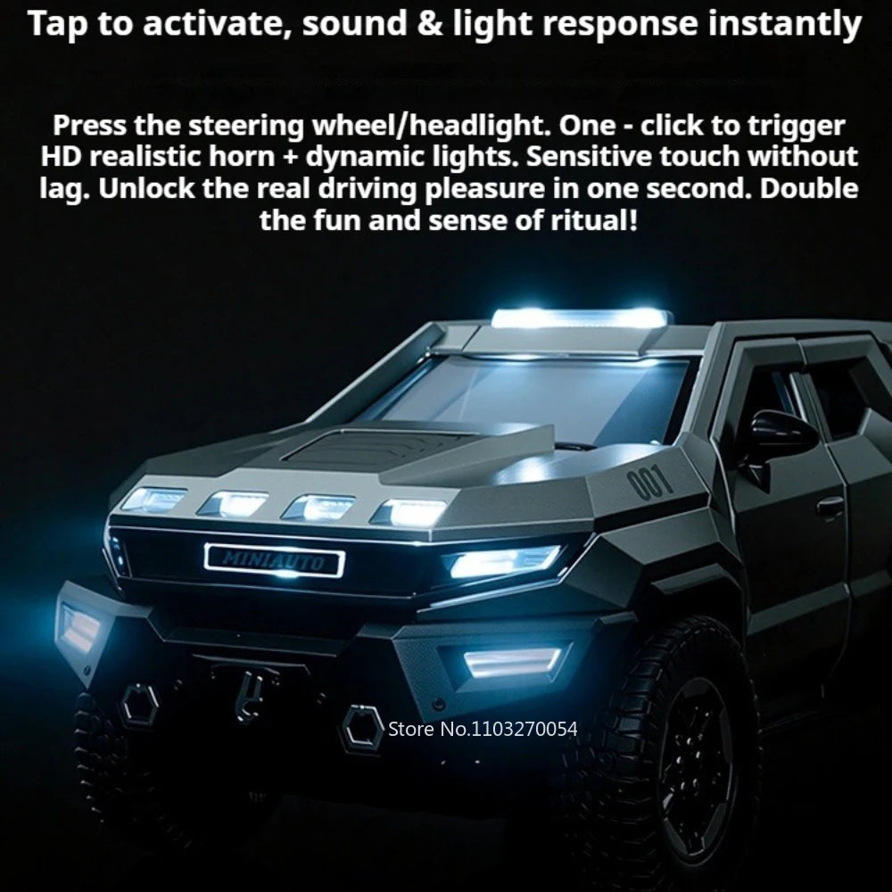 1:24 Rezvani Motors Model Toys Diecast Toys Doors Opened with Sound Light Pull Back Front Wheel Steering Vehice Boy Holiday Gift