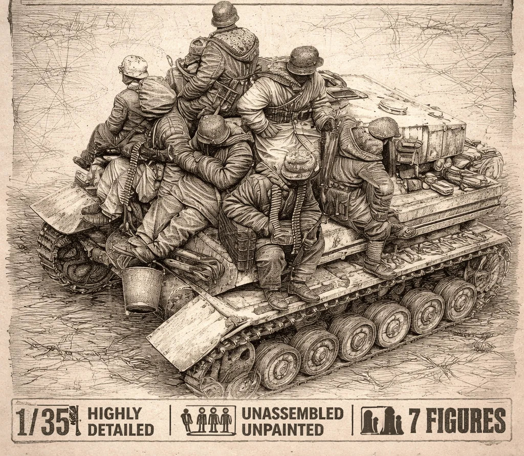 1: 35 Die-casting Resin Model Kit for 8 Soldiers Without Painting (excluding Vehicles)