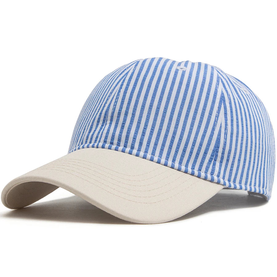 Striped Baseball Cap For Men Women Vintage Beige Brim Casual Soft Dad Hat Snapback Spring Summer Cap Visor Fashion Daily Wear