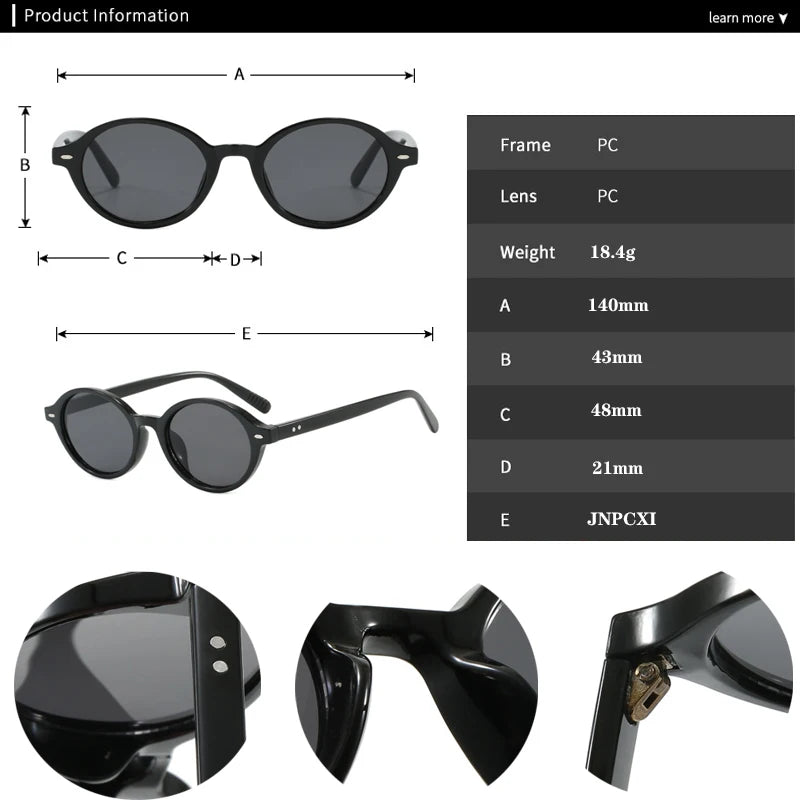 JNPCXI New Retro Small Oval Women Sunglasses Fashion Leopard Candy Color Shades UV400 Men Trending Rivets Punk Sun Glasses