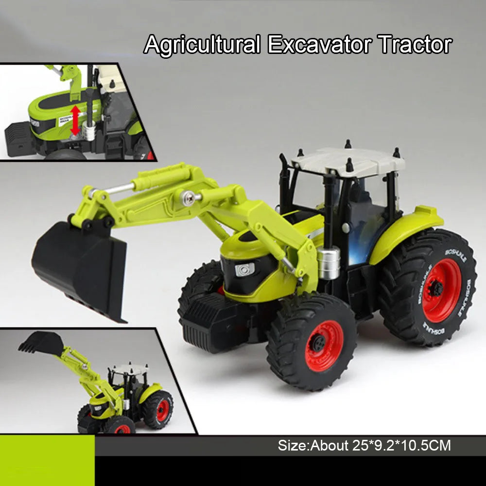 1:32 Alloy Excavator Bulldozer Diecast Models Toys Car with Sound Light Front Wheel Steering Engineering Vehicles Children Gifts