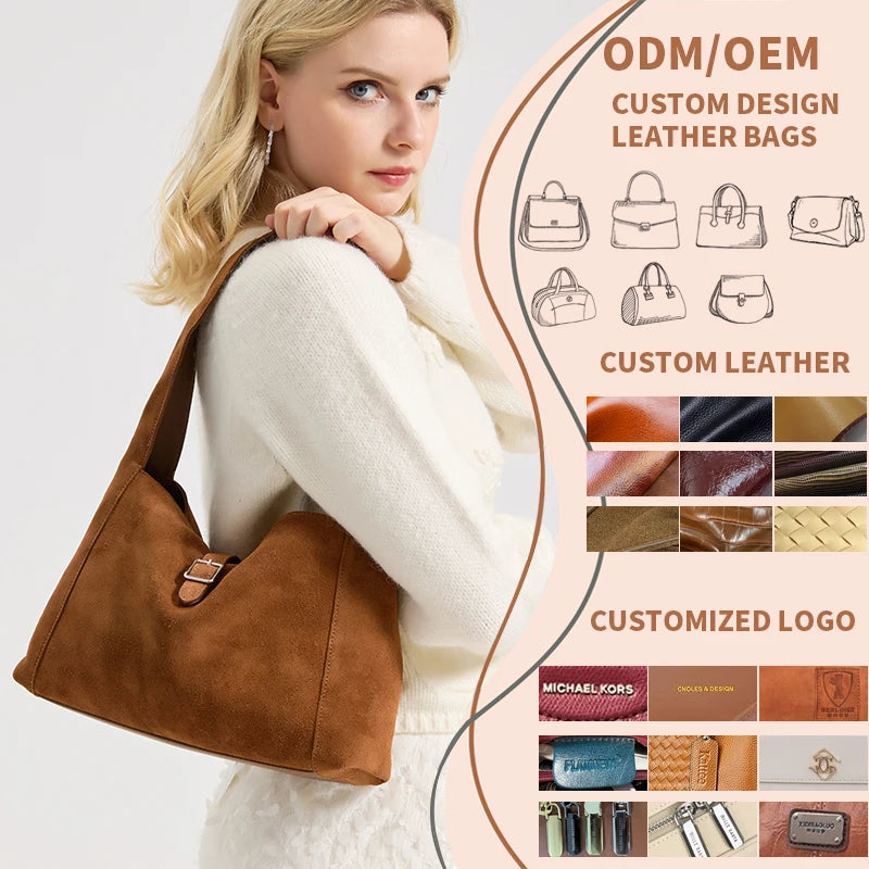 New Winter Women's Natural Suede Leather Bags Female Soft Cowhide Durable Crossbody Shoulder Bag Ladies Fashion Commute Handbags