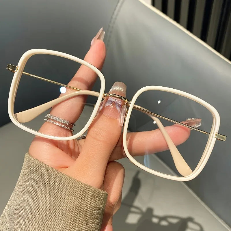 Stylish Square Full-Rim Glasses with Clear Blue Light Blocking Lenses, Perfect for Daily Use, Office, and Study