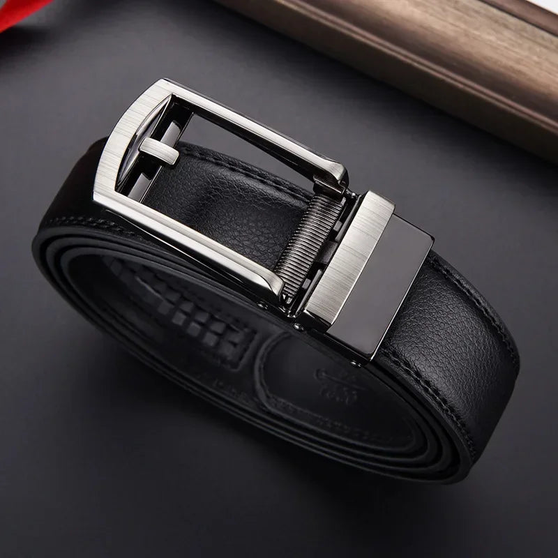 Men's Click Belt Business Luxury Designer Brand Black Leather Belts for Jeans
