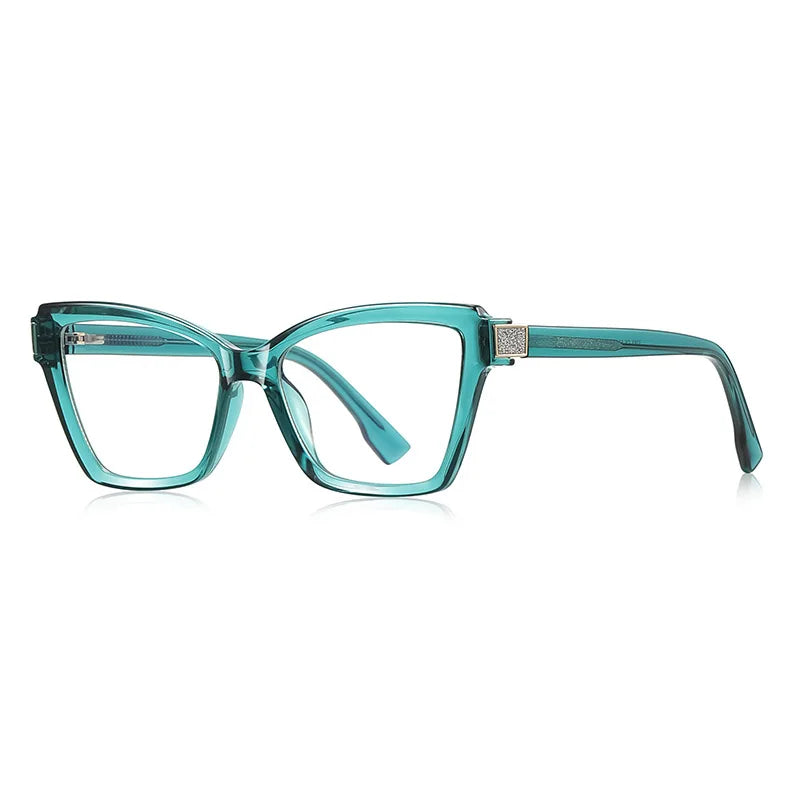 JNPCXI New TR90 Ultralight  Anti-Blue Light Spring Hinge Women Eyeglasses Green Frame Optics Prescription Glasses