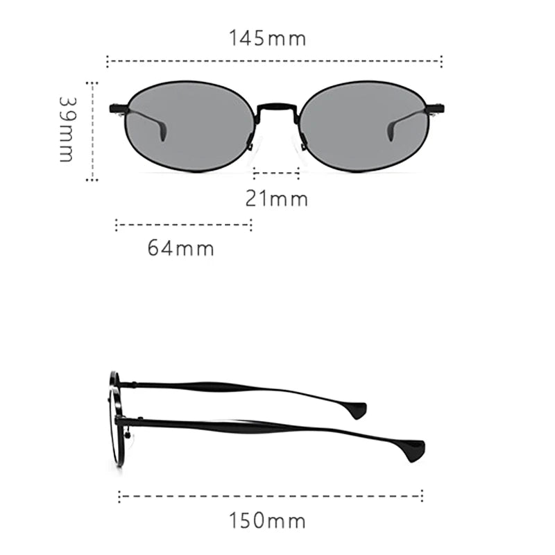 JNPCXI New Vintage Metal Small Oval Punk Women Sunglasses Fashion Green Gradient Shades UV400