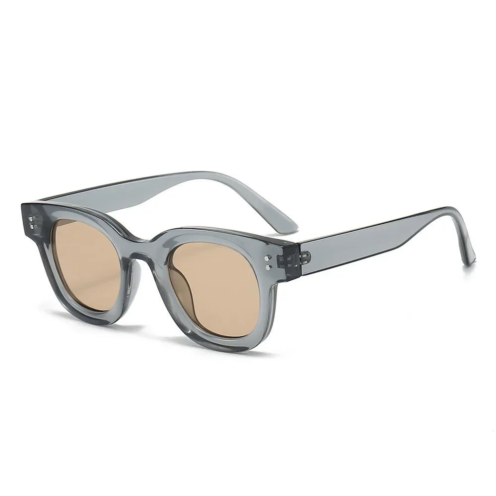 JNPCXI Retro Round Women Sunglasses Fashion Yellow Rivets Decoration Men Punk Shades UV400 Sun Glasses