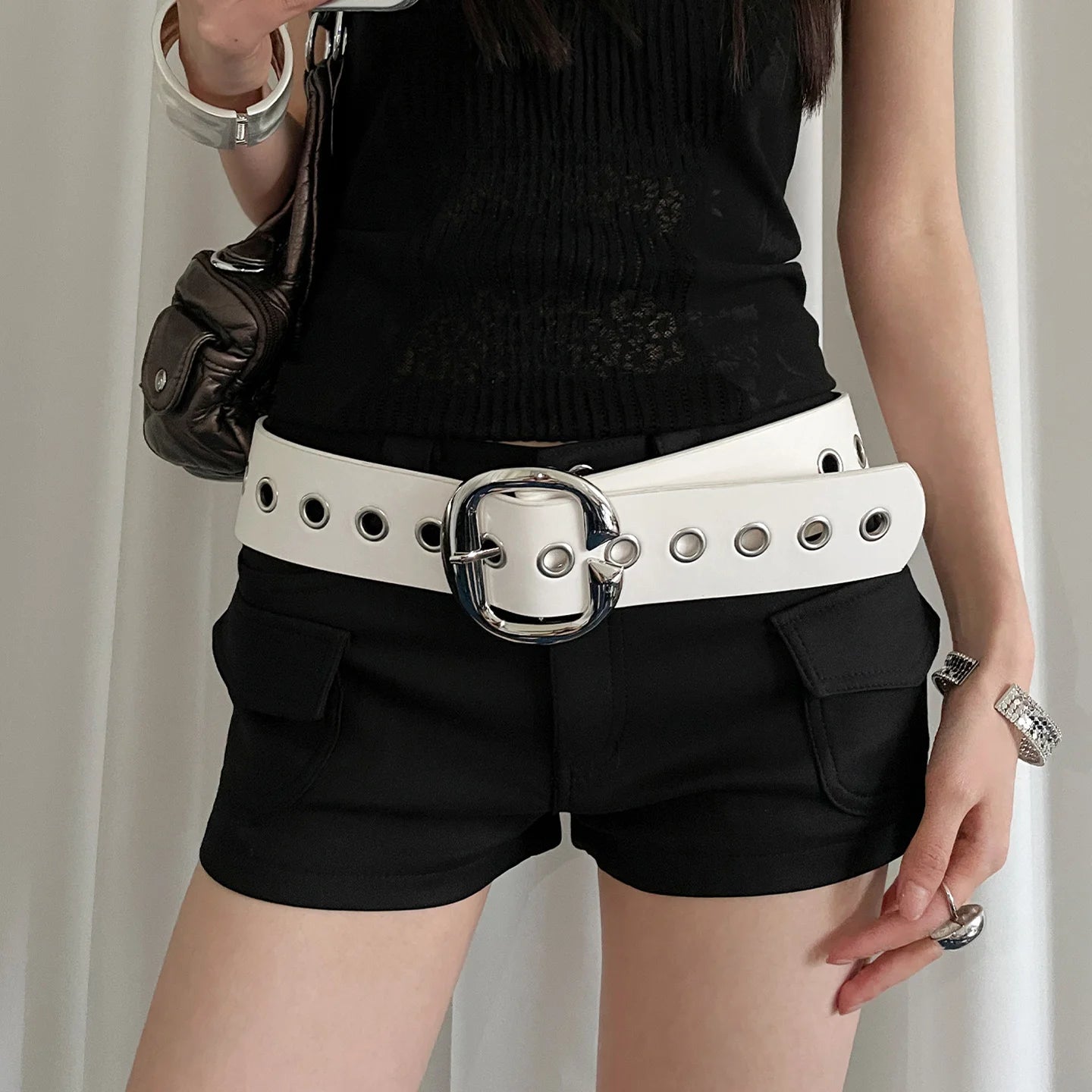 Punk Style Design Sense Black Wide Belt Female Minority Personality Advanced Sense With Skirt Jeans Belt Leather Belt