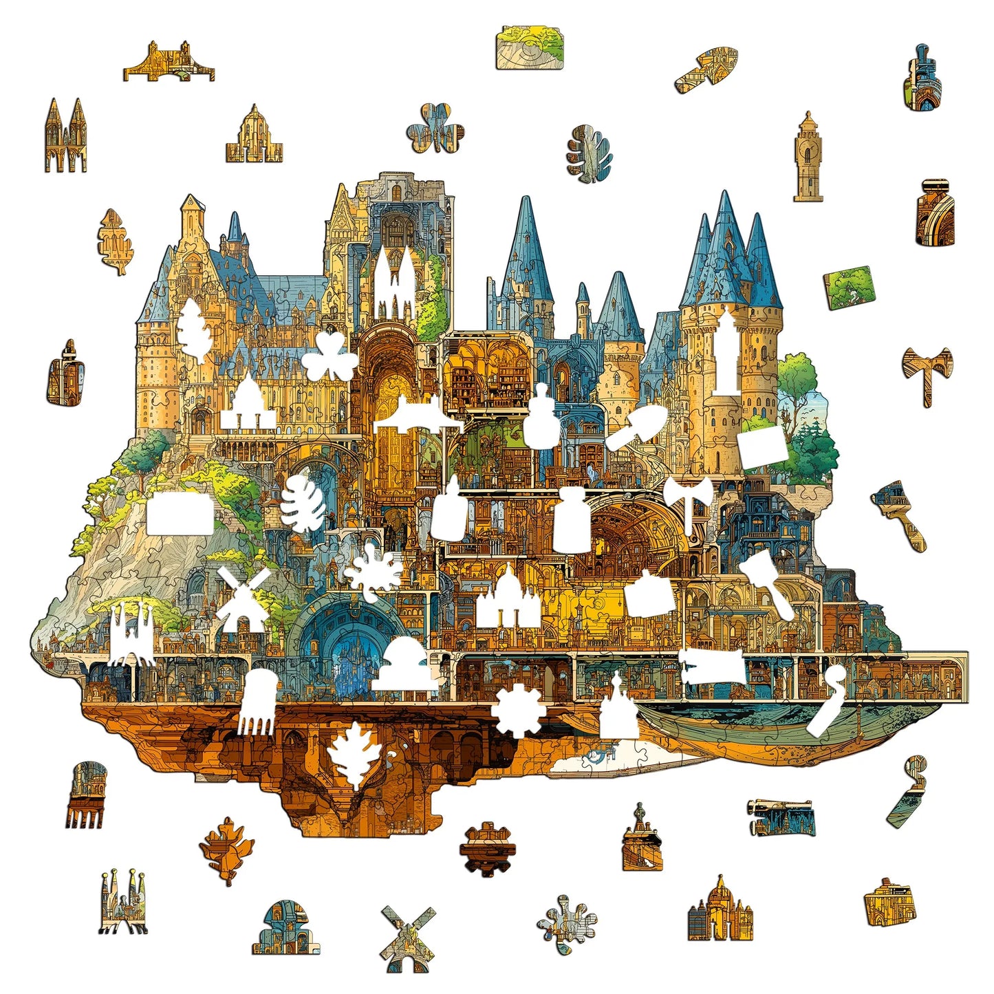 Science Fiction City Wooden Jigsaw Puzzle Wood Home Decor Painting Christmas and Halloween Gift Toy for Teen and Kid