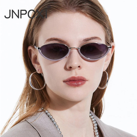 JNPCXI Small Cat Eye Fashion Women Double Color Sunglasses Retro Men Rivets Gradient Shades UV400 Sun Glasses