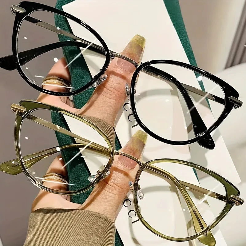 2 Pairs Y2K Retro Cat Eye Glasses Black & Green Gradient Full-Rim Cat-Eye Design for Women’s Fashion & Digital Screen Protection