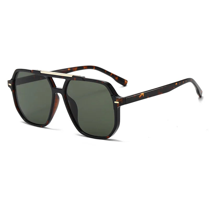 JNPCXI New Retro Double Bridges Square Women Sunglasses Fashion Green Pink Gradient Shades UV400 Men Rivets Sun Glasses
