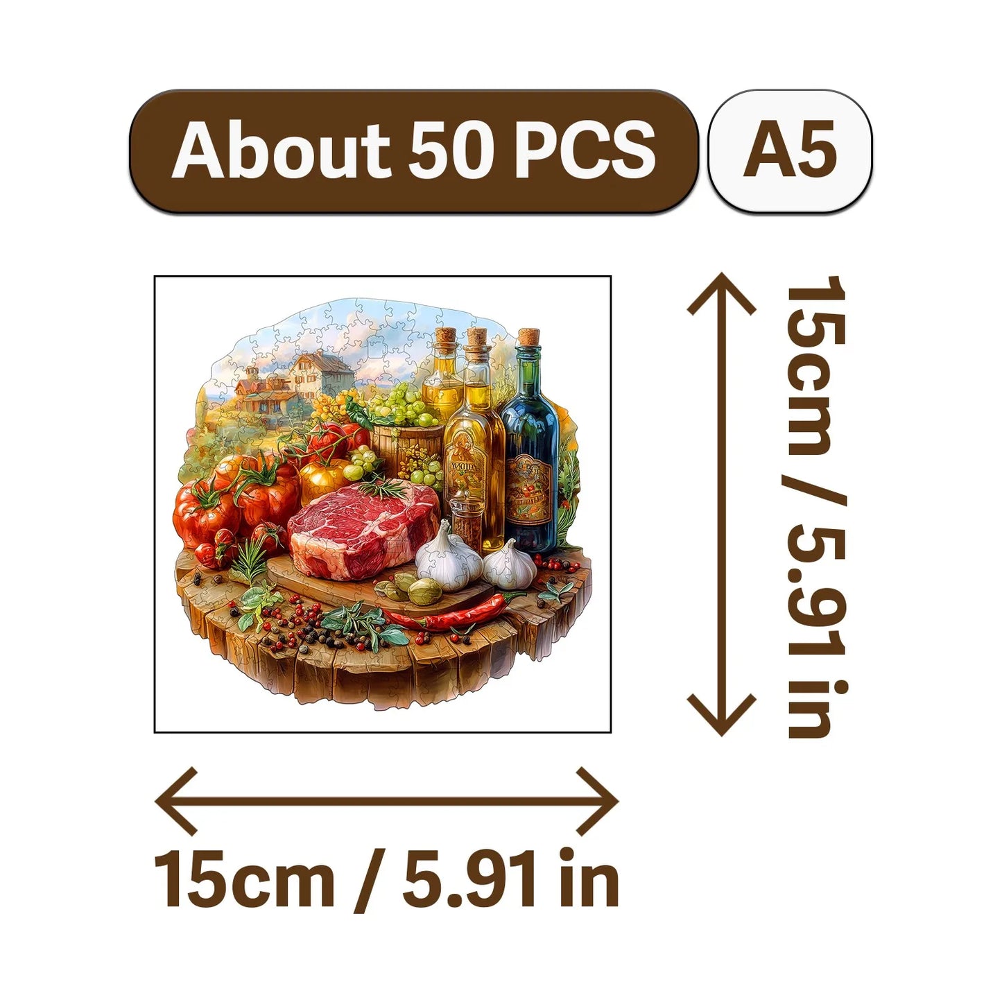 Gourmet Feast Theme Wooden Jigsaw Puzzle Wood Home Decor Painting Christmas and Halloween Gift Toy For Teen And Kid