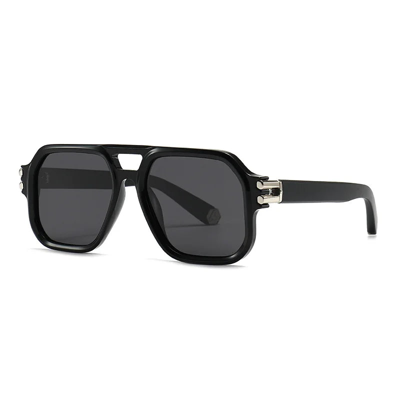 JNPCXI Polarized Fashion Square Sunglasses Men Gradient Shades UV400 Vintage Rivets Women Trending Sun Glasses